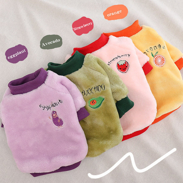 Warm Fleece Pet Clothes Cute Fruit & Vegetables Design Printed Shirts