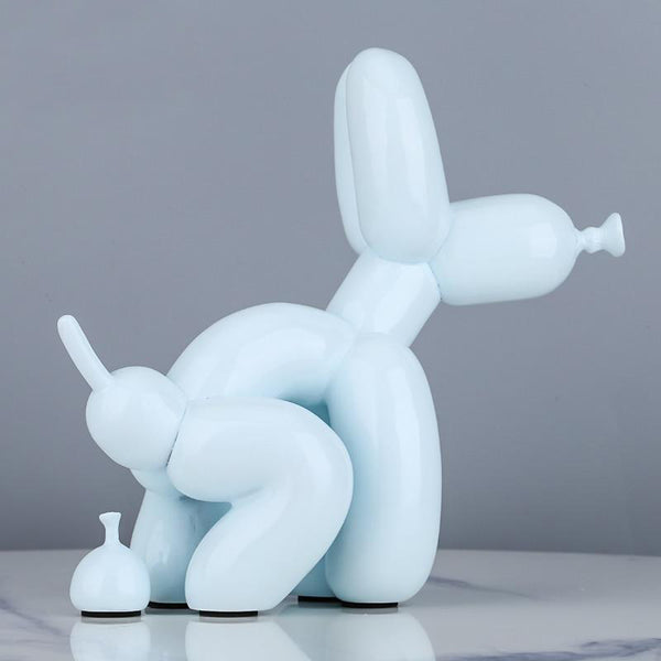 Funny Pooping Balloon Poodle Figurine - Blue