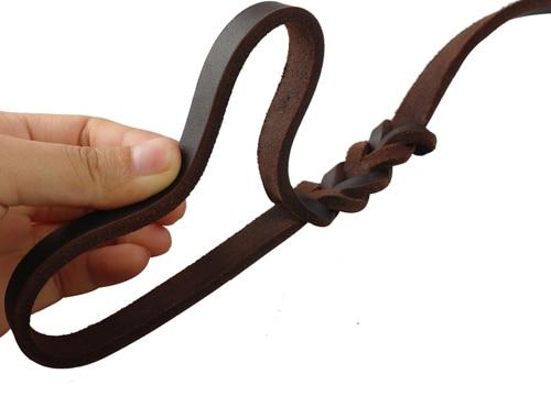 Genuine Leather Dog Leash Braided Pet Walking Training Leads Brown Black Colors For Medium Large Pets