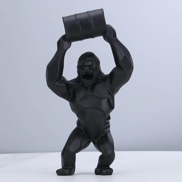Barrel Gorilla Figurine - Black Color