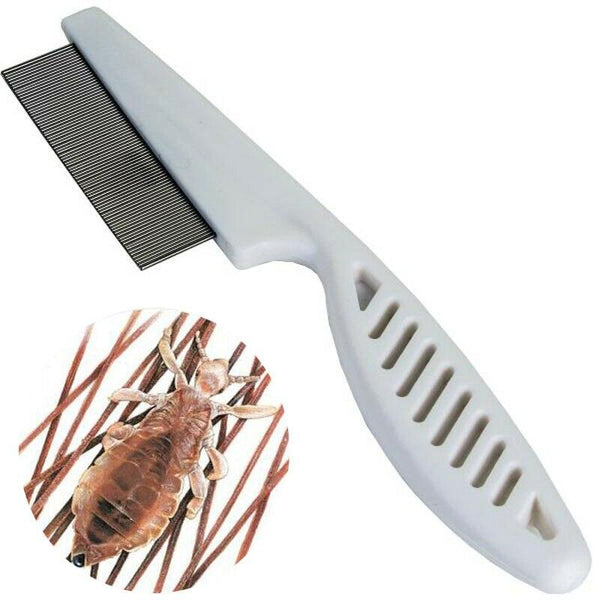 Pet Hair Grooming Stainless Steel Fine Tooth Comb Brush Tool - Removes Insects, Ticks, Flea, Eggs, Larvae