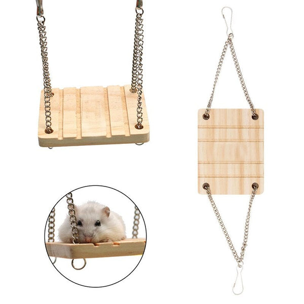 Small Animals Hamster, Chinchilla Wooden Swing Hanging Rest Toys