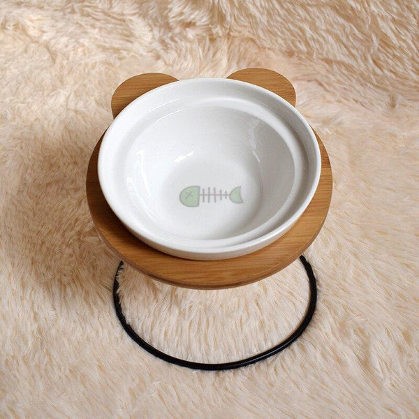 Fashion High-end Double Pet Bowls with Various Cartoon Patterns Stainless Steel Shelf Ceramic Bowl Feeding and Drinking for Dogs and Cats