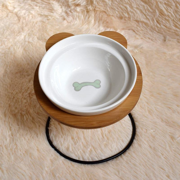 Fashion High-end Double Pet Bowls with Various Cartoon Patterns Stainless Steel Shelf Ceramic Bowl Feeding and Drinking for Dogs and Cats