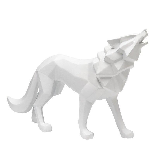 Howling Wolf Decor Statue - White Color