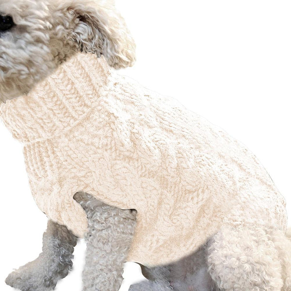Knitted Pullover Sweatshirt for Dogs - Beige Color