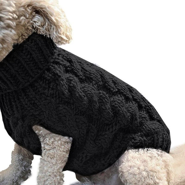 Knitted Pullover Sweatshirt for Dogs - Black Color