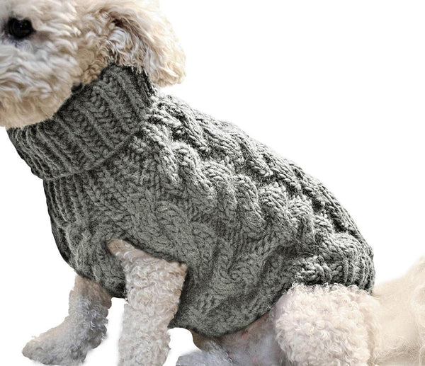 Knitted Pullover Sweatshirt for Dogs - Gray Color