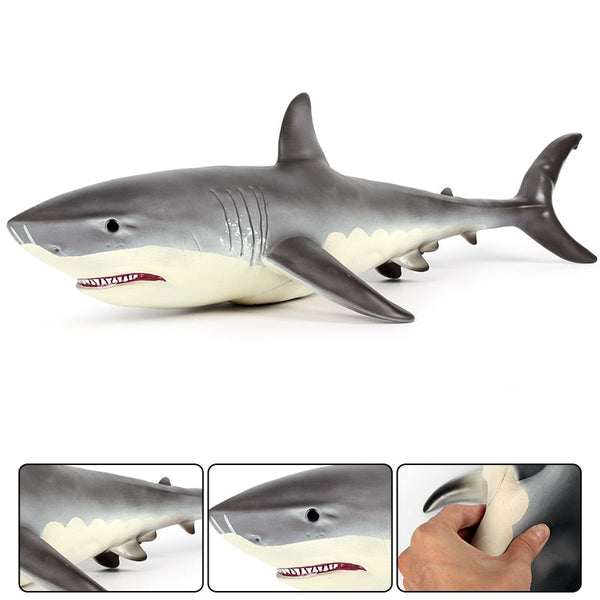 Large Size Soft Great White Shark Action Figure Lifelike Model Sea Life Educational Toys