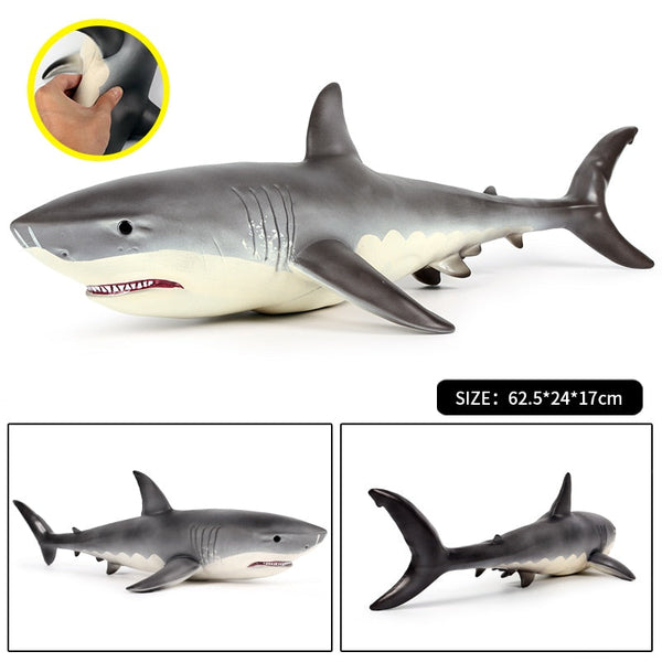 Large Size Soft Great White Shark Action Figure Lifelike Model Sea Life Educational Toys