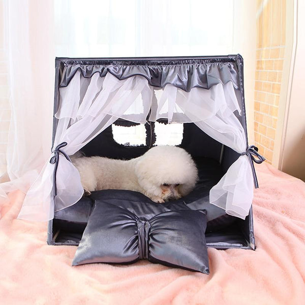Pet Luxury Tent with Mat Cushion Cat, Dog Bed Condo House Shelter