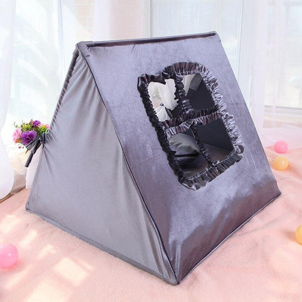 Pet Luxury Tent with Mat Cushion Cat, Dog Bed Condo House Shelter