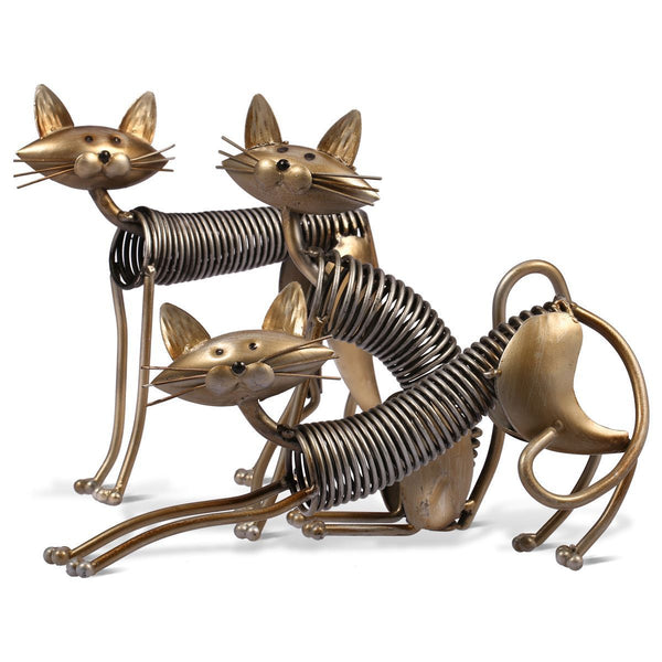 Iron Cats Figurines Handmade Metal Sculpture