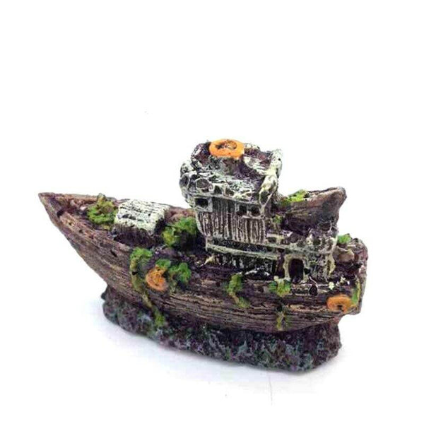 Aquarium Decor Mini Resin Shipwreck Fish Tank Decoration Ornament