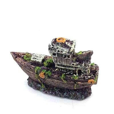 Aquarium Decor Mini Resin Shipwreck Fish Tank Decoration Ornament