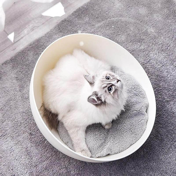 Cat Bed with Washable Velvet Cushion Enclosed Premium Pet Bed Modern, Decorative Design