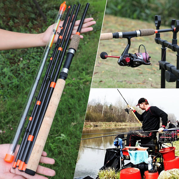Modular Feeder Fishing Rod Lengthened Handle 6 Sections Carbon Rod