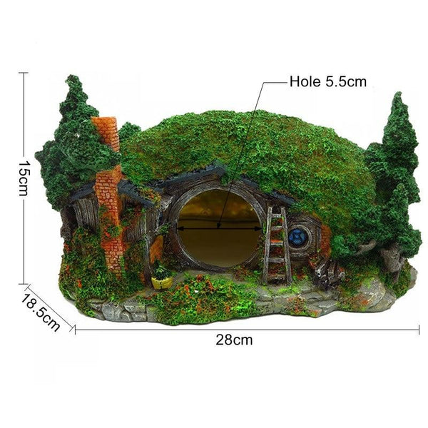 Moss Covered Forest Hut Resin Model Aquarium Fish Tank Decoration Lascaping Ornament