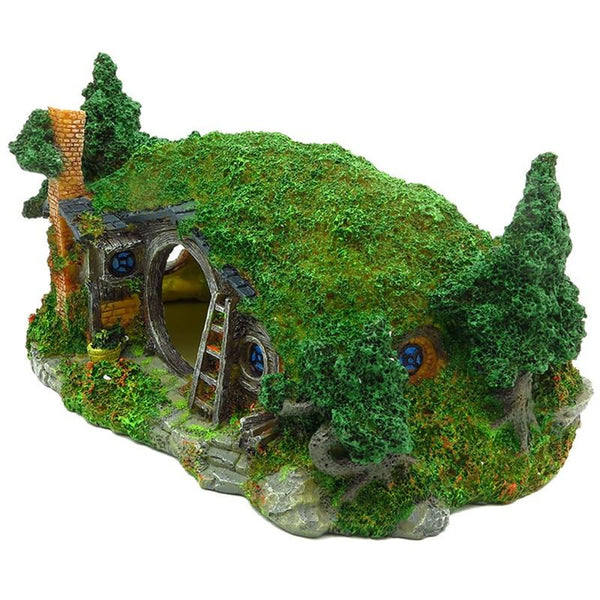 Moss Covered Forest Hut Resin Model Aquarium Fish Tank Decoration Lascaping Ornament