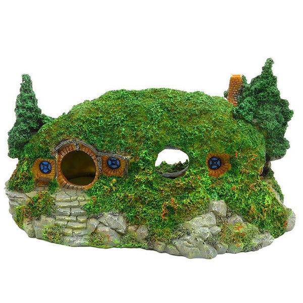 Moss Covered Forest Hut Resin Model Aquarium Fish Tank Decoration Lascaping Ornament