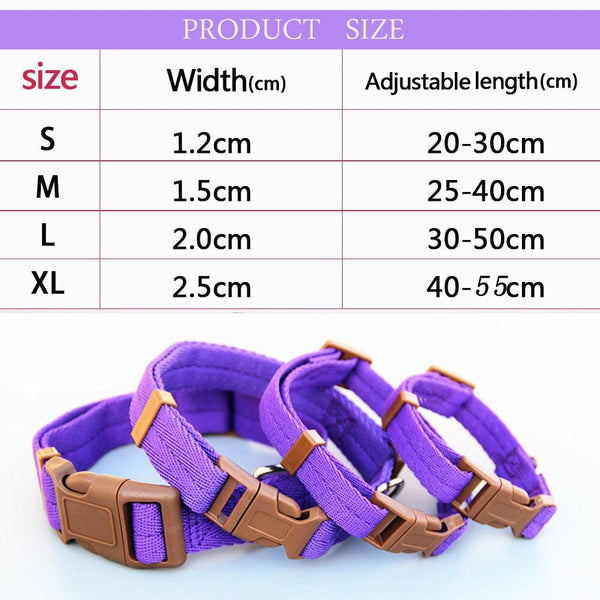 Multicolor Adjustable Dog Collar S-XL Size