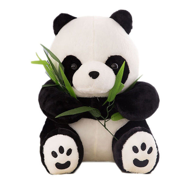 Panda with Bamboo Leaves Plush Toy Birthday Gift Soft Stuffed Animal Doll