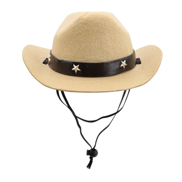 Pet Cowboy Hat Photo Prop for Cats, Dogs - Beige Color