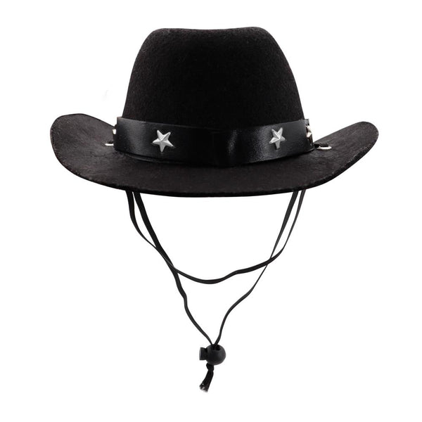 Pet Cowboy Hat Photo Prop for Cats, Dogs - Black Color