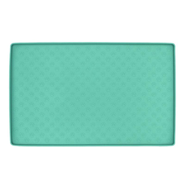 Pet Waterproof Paw Print Placemat Silicone Food Bowl Tray Mat For Dogs Cats - Blue Color