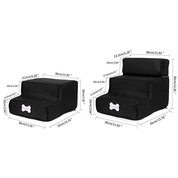 Pet Stairs 2/3 Steps Dog Cat House Sofa Bed Ladder Stairs - Black Color