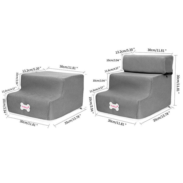 Pet Stairs 2/3 Steps Dog Cat House Sofa Bed Ladder Stairs - Gray Color