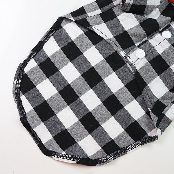 Plaid Striped Shirt Suit with Bow Tie Puppy Dress for Small-Medium Size Dog, Cat