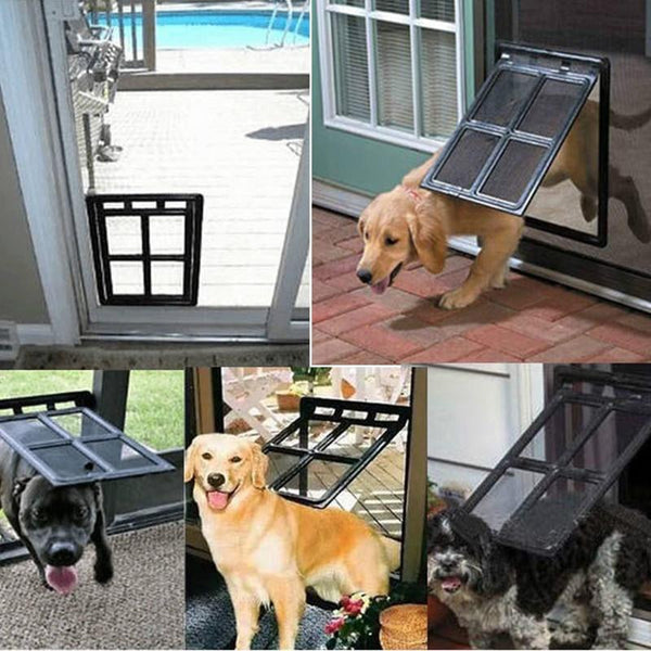 Lockable Plastic Dog Cat Door Flap Enter Exit Gate for Pets