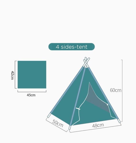 Portable Linen Pet Tent House Indoor Outdoor Bed with Mat