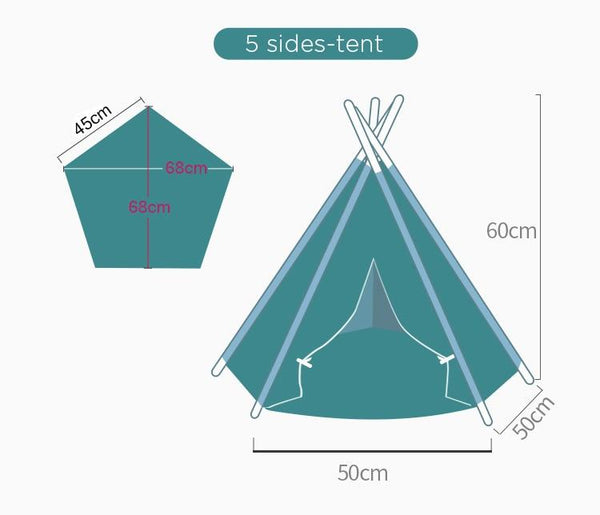 Portable Linen Pet Tent House Indoor Outdoor Bed with Mat