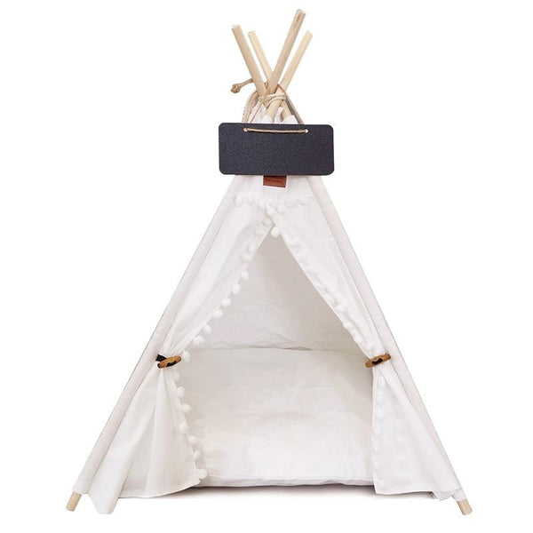 Portable Linen Pet Tent House Indoor Outdoor Bed with Mat