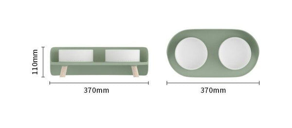 Elevated Dog & Cat Bowl Raised Pet Dish with Ceramic Bowls, No-Skid Silicone Mat