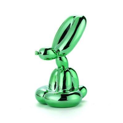 Sitting Balloon Poodle Dog Figurine - Green Color