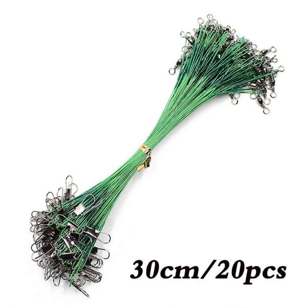 20 Piece Steel Wire Leader with Swivel Anti-bite Fishing Line 15-50cm