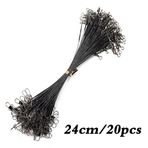 20 Piece Steel Wire Leader with Swivel Anti-bite Fishing Line 15-50cm