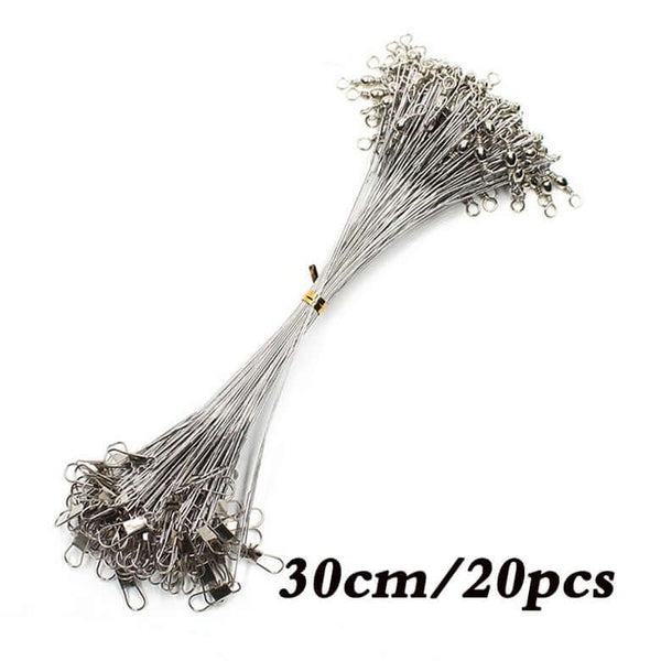 20 Piece Steel Wire Leader with Swivel Anti-bite Fishing Line 15-50cm