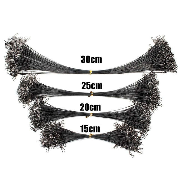 20 Piece Steel Wire Leader with Swivel Anti-bite Fishing Line 15-50cm