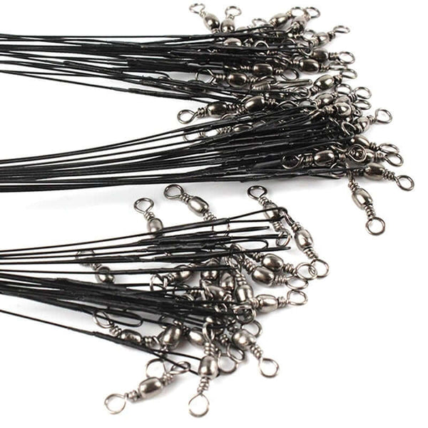 20 Piece Steel Wire Leader with Swivel Anti-bite Fishing Line 15-50cm