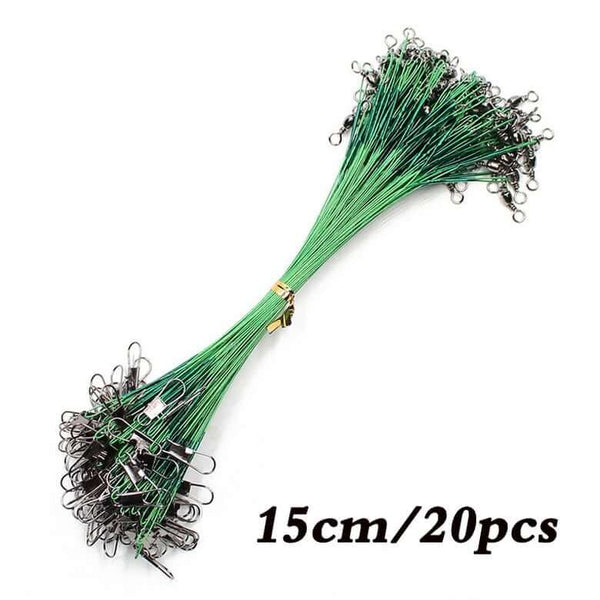 20 Piece Steel Wire Leader with Swivel Anti-bite Fishing Line 15-50cm