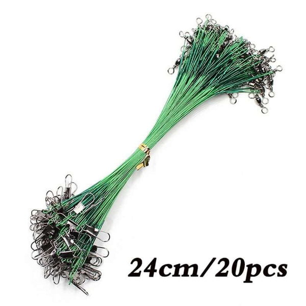 20 Piece Steel Wire Leader with Swivel Anti-bite Fishing Line 15-50cm