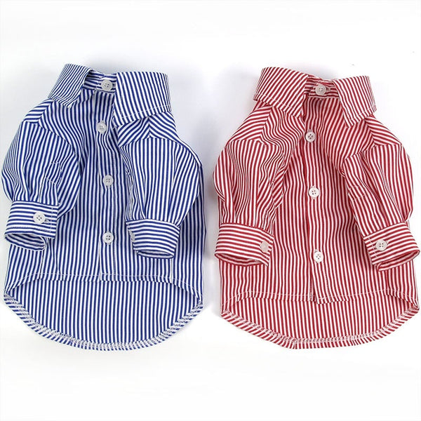 Stripe Dog Long-Sleeve Shirt Elegant Pet Clothing Fashion Red, Blue Color