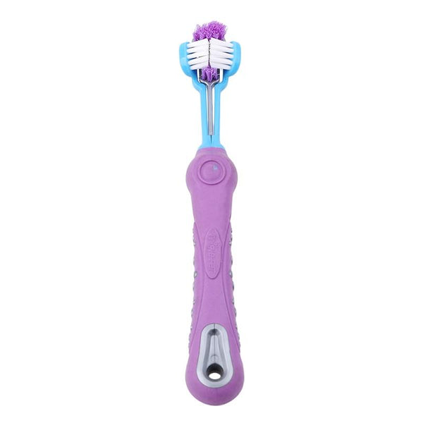 Three Sided Toothbrush, Teeth Care for Pets - Purple Color