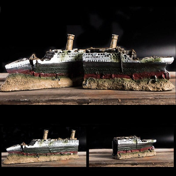 Titanic Shipwreck Resin Model Aquarium Fish Tank Decoration Ornament Sunken Ship