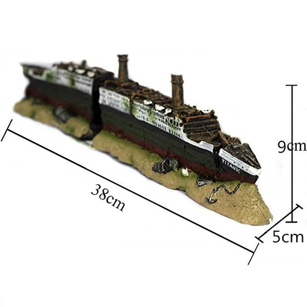 Titanic Shipwreck Resin Model Aquarium Fish Tank Decoration Ornament Sunken Ship
