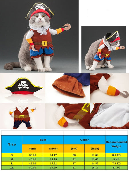 Various Cosplay Dresses for Cats: Pirate, Musician, Nurse, Policeman